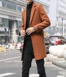 Men039s Trench Coats Orange Woolen Mens Long Winter Large Size Jacket Blue Outercoats Slim Fit Classic Vintage Gentlemen Coat7149049