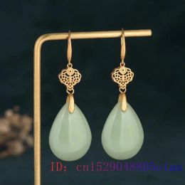 Earrings Green Jade Water drop Earrings Amulet Crystal Gifts Chalcedony Women Jewelry Fashion Zircon Charm Gemstone 925 Silver Natural