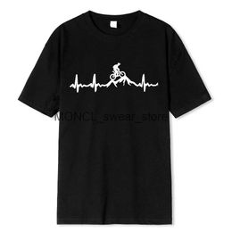 Men's T-Shirts Mountain Bike Heartbeat Biking Print Mens T-shirts Casual Print 2023 Summer Short Sleeves BLACK Tshirt Tees Plus Size CamisetaH24129