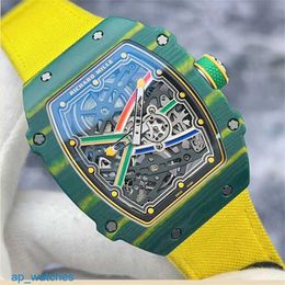 RichardMill RM67-02 Watches Green Red Blue Track NTPT Green Carbon Fiber Men's Watch Super Lightweight Mechanical Watch FUN 8FKA