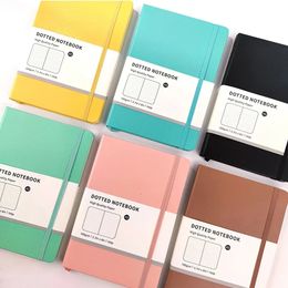 PU Leather A5 Dotted Notebook 200 Pages Macaron Journal Planner Agenda Writing NotebooksSketchbook Stationery School Supplies 240124