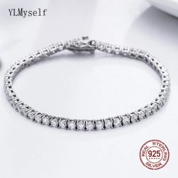 Bangles Classic 1521cm Tennis Bracelets Real 925 Silver Jewellery 2mm 3mm 4mm 5A Zironia Eternal Wedding Luxury Sterling Silver Bracelet