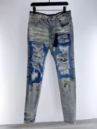2024 Mens Designer Jeans Homens Jeans Casual Slim Calças Jean Joelho Destruir Colcha Buraco Em Linha Reta Calças Retro Hip Hop Street Pant