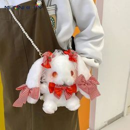 Bunny Lolita Shoulder Bag Cute Bunny Bag Messenger Bag Plush Lace Purse Bows Rabbit Doll Handbag Shoulder Bag 240118