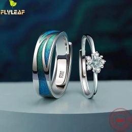Rings Real Sterling Sier Aurora Stars Couple Ring for Women Men Platinum Plating Romantic Birthday Gift Fine Jewelry 2022 New