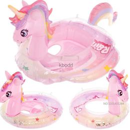 Other Pools SpasHG 2023 New Baby Rainbow Sequined Horse Swimming Ring Baby Adult Water Play Tube Float Seat Swim Circle Inflatable Pool Party Toy YQ240129