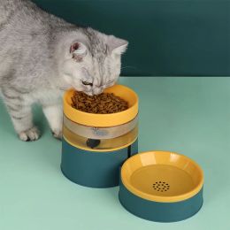 Feeders Automatic Cat Bowl Hit Colour Feeder Drinker Increased Neck Protector Pet Food Bowl With Water Dispenser DualPurpose Dog Drinker