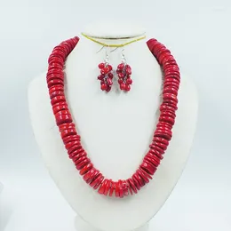 Necklace Earrings Set The Last Share. 18-20MM Natural Irregular Flat Precious Coral Necklace/Earring Set. African Women's Wedding Jewelry