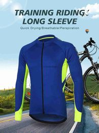 Men's T-Shirts Cycling Clothes for Men Windproof Road Bike Top Long Seve Outdoor Mesh BreathabH24129