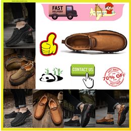 Hiking Shoes Casual Platform Flat Luxury Designer Leather shoes genuine leather oversized loafers for men Anti wear Training sneakers