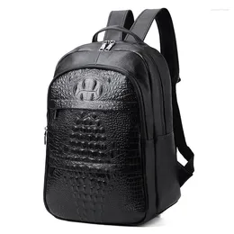 School Bags 2024 Fashion Genuine Leather Men Backpacks Alligator Real Natural Student Backpack Boy Luxury Travel Computer Laptop Bag