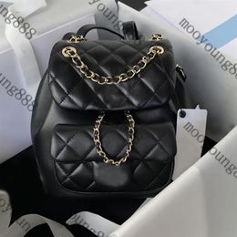 10A Mirror Quality Designer Women Mini Backpack Black Lambskin Quilted Flap Bags Classic Double Chain Shoulder Gold Bag Real Leath284E