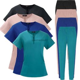 Others Apparel Surgical Uniforms Woman Scrub Set Medical Nurse Beauty Salon Workwear Clinical Scrubs Top + Pant Spa Doctor Nursing Tunic Suit