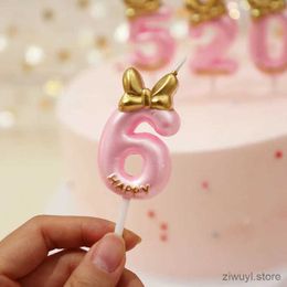 2PCS Candles Cute Bowknot Birthday Number Candle Princess Prince 0-9 Number Candles Cake Decor Digital Candle Topper Cupcake Party Candles