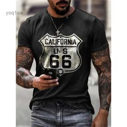 Men's T-Shirts 2023 New Men's Vintage T-Shirt 3D Printed American Plus-Size Hip-Hop Personality 66 Designed Short-Sleeved Daily Casual Clothing