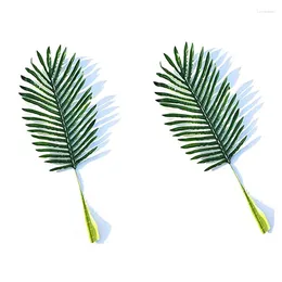 Decorative Flowers 10pcs 63-56cm Party Latex Fabric Artificial Palm Plant Leave Branch Frond Wedding Home Church Decor