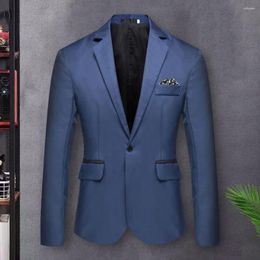 Men's Suits Autumn Men Slim Fit Suit Coat Lapel Long Sleeve Pockets Single Button Business Wedding Party Blazer Black White Stitching J