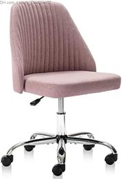 Other Furniture Office Chair Cute Desk Chair Modern Fabric Home Office Desk Chairs with Wheels Mid-Back Armless Vanity Swivel Task Chair Q240129