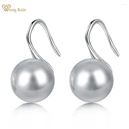 Dangle Earrings Wong Rain 925 Sterling Silver 10MM Pearl Gemstone Elegant Drop For Women Anniversary Gifts Jewelry