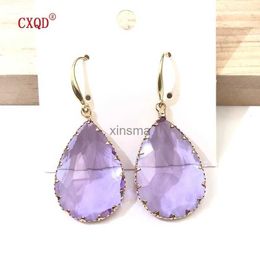 Stud CXQD Korean New Design Fashion Jewellery Water Droplets Shape Earrings Transparent Glass Crystal Party Earrings For Women Gift YQ240129