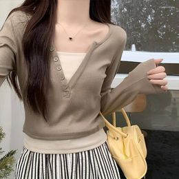 Women's T Shirts Fashion 2024 Women Tops Pure Color Brushed Winter Autumn T- Shirt Female Clothing Sexy Crop Top Clothes Casual Blouse Y2k
