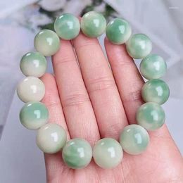 Charm Bracelets Original Ecological Flower Mint Bodhi Root Single Circle White Jade Bead Stationery With Soft Fingers For Men And