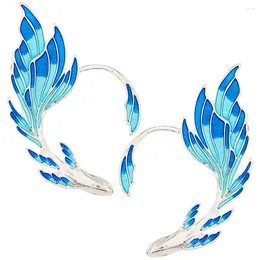 Backs Earrings 2 Pcs Ear Clip Cuff Cuffs For Women Blue Fashionable And Versatile Non Piercing Zinc Alloy Miss Elf