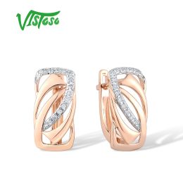 Charm Vistoso 14k 585 Rose Gold Clip Earrings for Lady Glamorous Sparkling Diamond Earrings Wedding Engagement Fine Jewellery