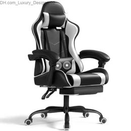 Other Furniture Lacoo PU Leather Gaming Chair Massage Ergonomic Gamer Chair Height Adjustable Computer Chair with Footrest Lumbar Suppo Q240129