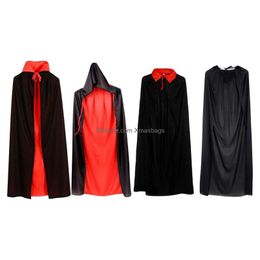 Other Event Party Supplies Mediaeval Halloween Cloak Death Cowl Cloth Wizard Witch Cape 150Cm Robe For Christmas Cosplay Vampire Fa Dhdy3