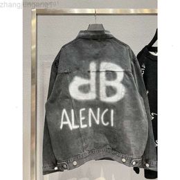 24SS Designer Blenciaga Baleciaga B family luminous BB graffiti Paris band broken hole cowboy leisure fashion brand coat