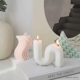 2PCS Candles Creative Wool Ball Candle Home Decorative Candle U-Shaped Geometric Scented Candle Rainbow Bridge Room Decor Aroma Candles Decor