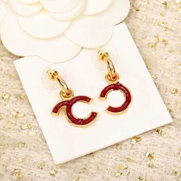 2024 Luxury quality charm drop earring with red and white Colour design black in 18k gold plated have stamp box PS3882A