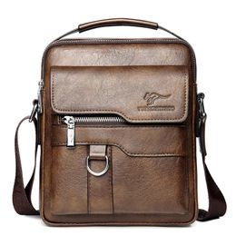 Kangaroo Luxury Brand Men Sling Bag Leather Side Shoulder For Husband Gift Business Messenger Crossbody Male Handbag 240119