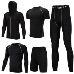 5 Pcs Mens Compression Set Running Tights Workout Fitness Training Tracksuit Short sleeve Shirts Sport Suit rashgard kit S-4XL 240124