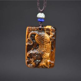 Necklaces Natural Tiger Eye Tiger Necklace Pendant Jade Pendant Transfer Lucky Jewelry With Chain