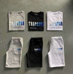 High quality Men's Trapstar T Shirt Set Letter Embroidered Tracksuit Short Sleeve Plush ShortsMotion 99