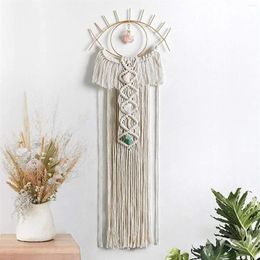 Tapestries Macrame Wall Hanging Evil Eye Dream Catcher Room Decor Crystal Stone Pendant Boho Woven For Bedroom Home Decoration313J