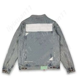 Off Denim Jacket Designer Mens Jackets Vintage Washed Canvas Jacket Lapel Cardigan Offs Whitees Jacket Slim Painted Patch OFFS White Bomber Jacket 3610