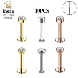 Charm 10pcs 20/18/16g G23 Titanium Gold Color Labret Lip Stud Nose Ring Ear Tragus Helix Cartilage Piercing Earrings Body Jewelry