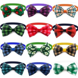 Dog Apparel 50/100 Pcs Classic Plaid Pet Bow Tie For Small Cat Ties Latticed Collar Grooming Accessories Dogs