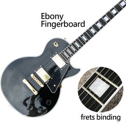 Custom Shop, Made in China, LP Custom High Quality Electric Guitar,Frets Binding,Ebony Fingerboard,Gold Hardware,Free Shipping