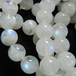 Lucite Meihan Freeshipping Natural Genuine Aaa Rainbow Blue Moonstone Smooth Round Loose Beads for Diy Making Jewelry Wholesale