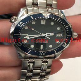Top Quality Professional Stainless Steel Bracelet Automatic machinery Mens Watch Blue Wave Dial Wristwatches226a