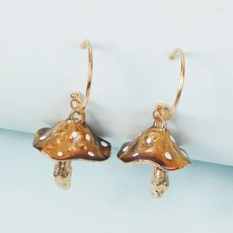 Dangle Earrings Mushroom Enamel Creative Design Small High Sense Colourful Oil Dripping Accessories Fashion Cute Jewellery Gifts