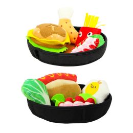 Toys Hamburger Dog Toy Hot Dog Sound Toy Cute Squeak Chicken Meat Vegetable Shape Funny Detachable Set Pet Toy