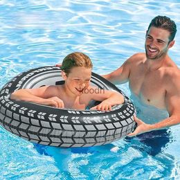 Other Pools SpasHG Black Wheel Tyre Swimming Ring Adult kids Inflatable Pool Float Tube Circle Summer Water Toys Air Mattress Boia Piscina YQ240129