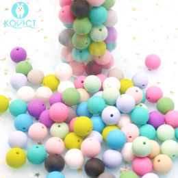 Necklace Kovict 500pcs 15mm Silicone Round Beads Loose Spacing Beads Diy for Necklace Pacifier Chain Beads Beads for Jewellery Making