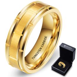 Newest Design Eternity 8mm His and Her Set Gold Tungsten Ring Wedding Rings Couple Set