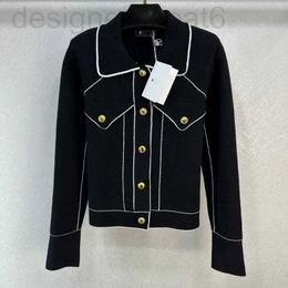 Women's Jackets designer Early Spring New Balm Nanyou Gaoding Commuting Elegant and Age Reducing Black White Blocked Loose Button Cardigan QAZ7